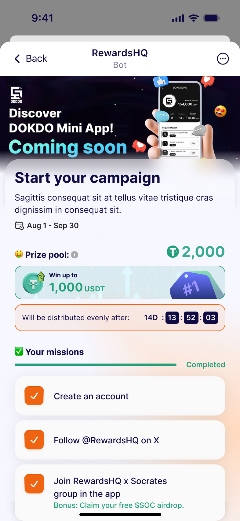 RewardsHQ - Questing Mini App Rewards